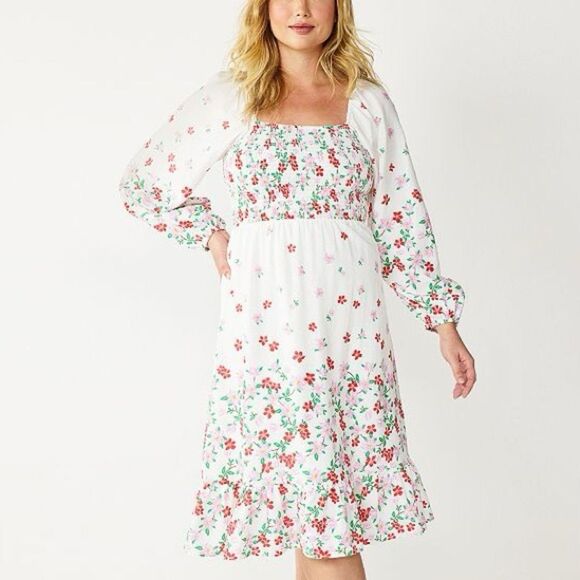 New Women's DRAPER JAMES RSVP™ Smocked Long Sleeve Midi Dress Sz XL - Picture 1 of 7